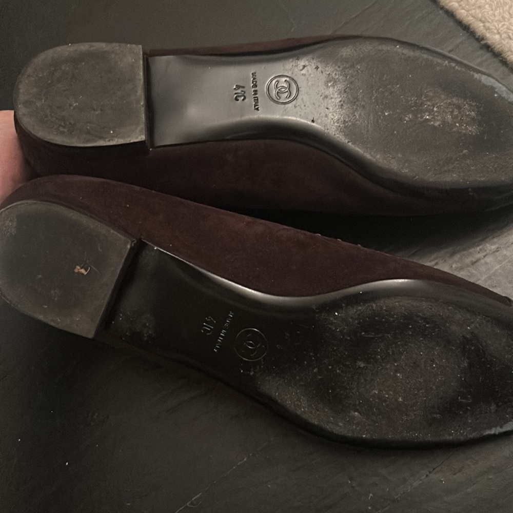 Chanel Suede Leather Dark Brown Captoe Ballerina Flats (FIRM) - Picture 3 of 4